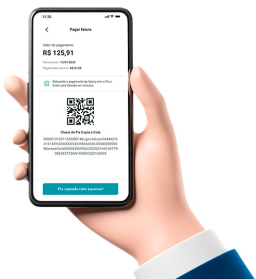 Mão segurando um cartão.